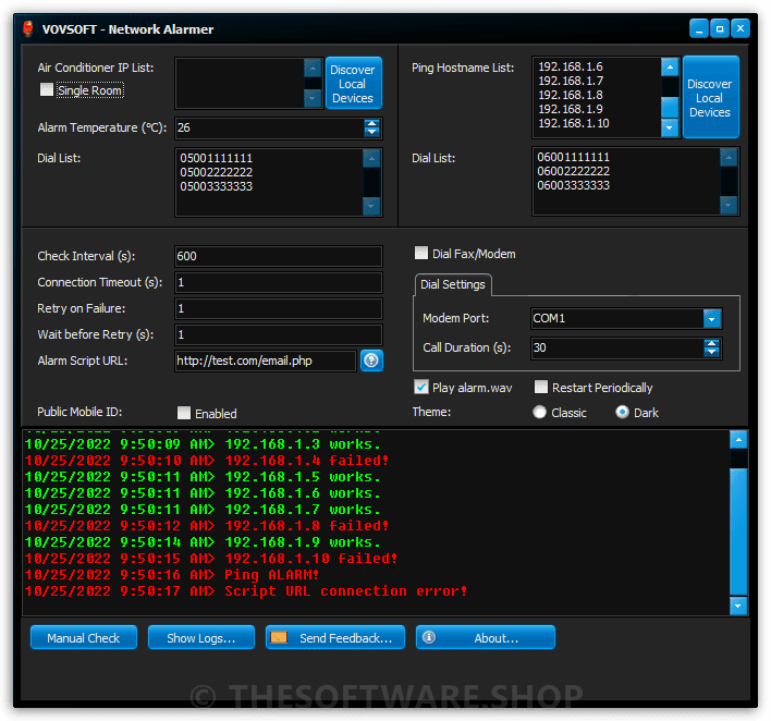 VOVSOFT Network Alarmer Dark Theme