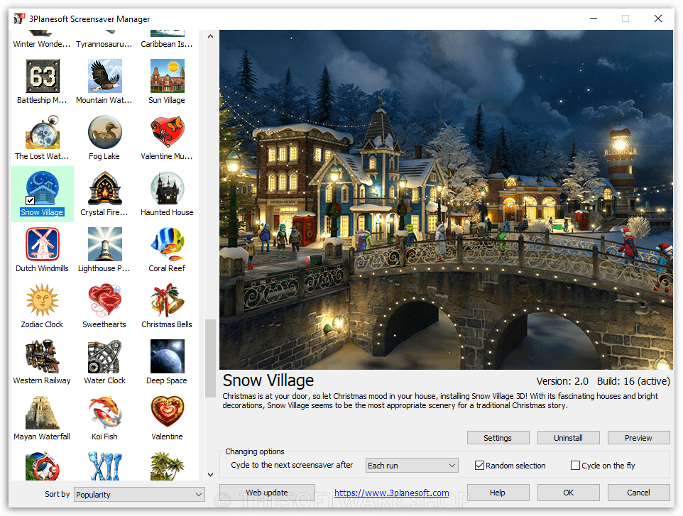 3Planesoft Snow Village - Screensaver Manager Screenshot