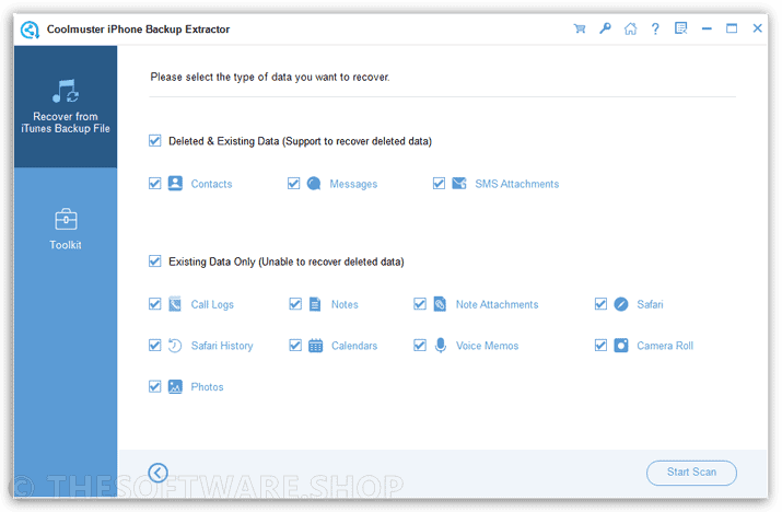 Coolmuster iPhone Backup Extractor Data Types