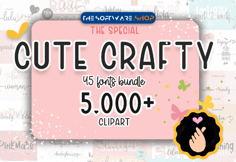 Cute Crafty Fonts and Clipart Bundle Discount Sale