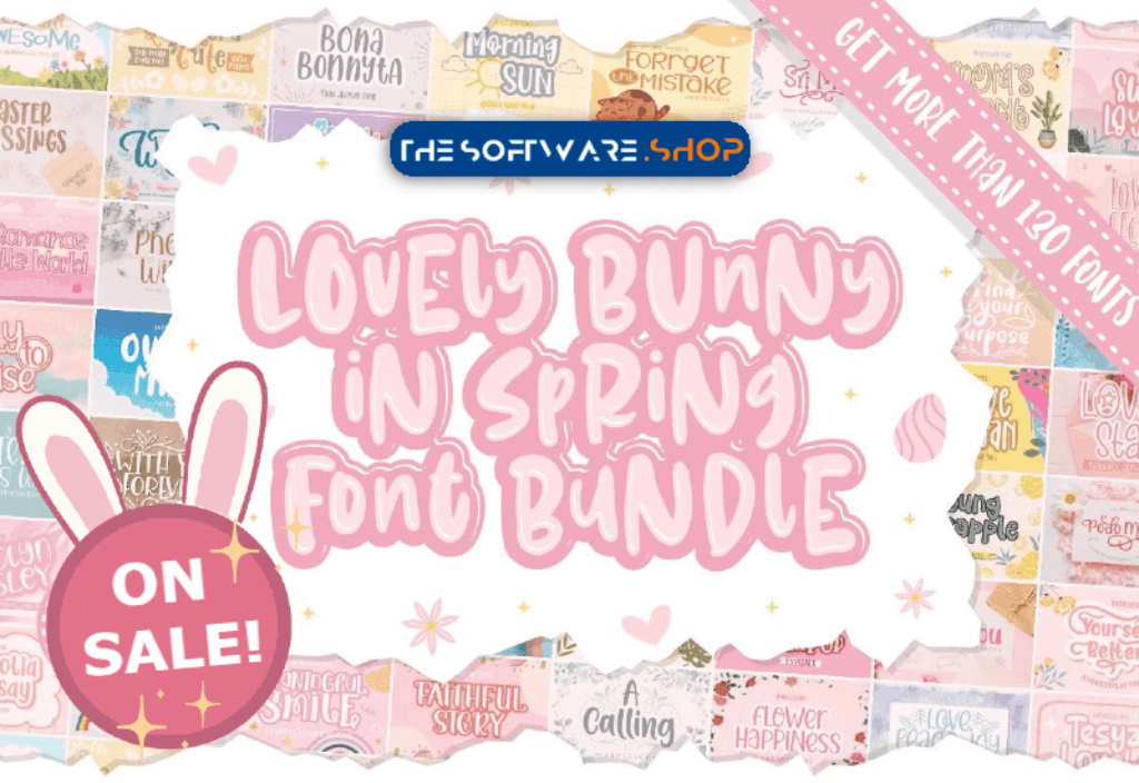 Lovely Bunny in Spring Font Bundle Commercial License