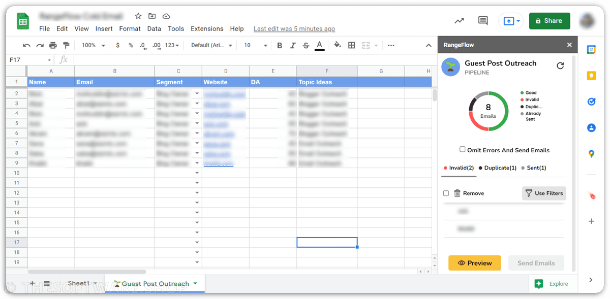 RangeFlow Outreach Google Sheets