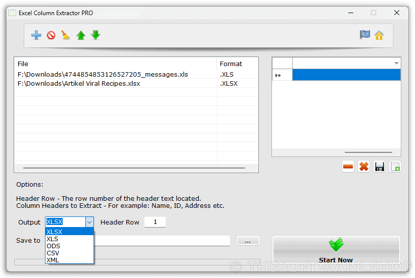 Excel Column Extractor PRO Output