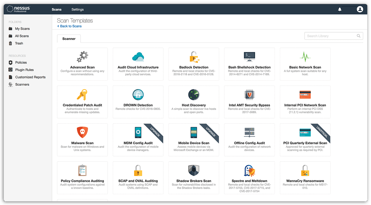 Nesus Expert Pre-build Scan Templates