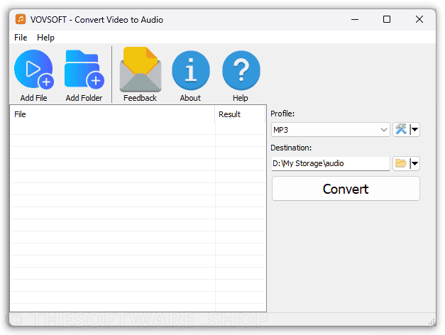 VOVSOFT Convert Video to Audio screenshot