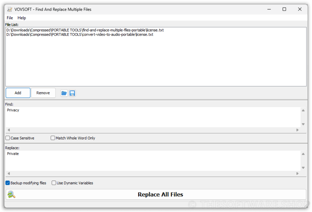 VOVSOFT Find And Replace Multiple Files