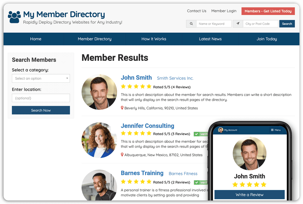 Brilliant Directories - Front-End Member Search Results