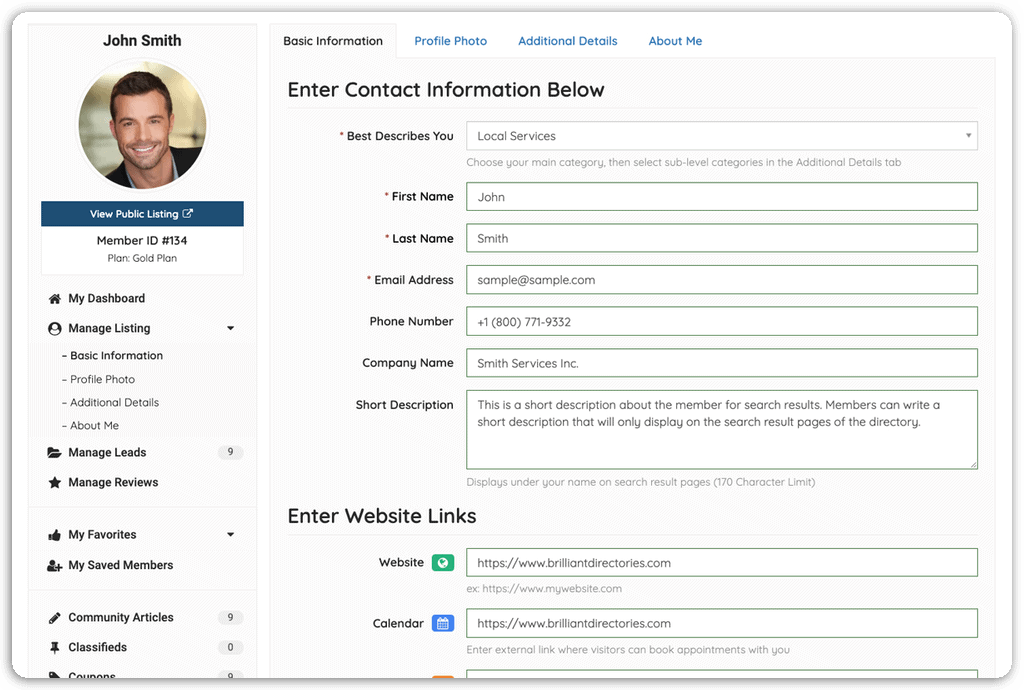 Brilliant Directories - Member Account Dashboard