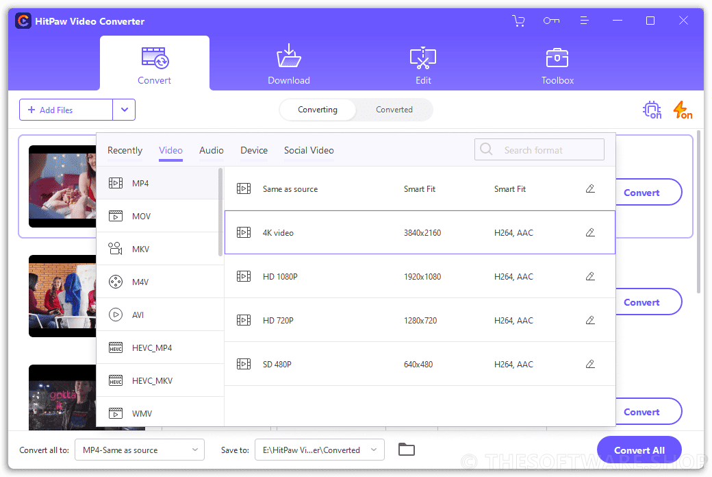 HitPaw Video Converter - Format Profiles