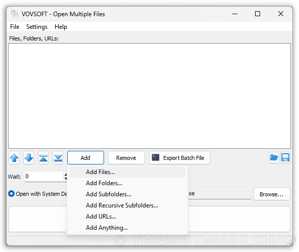 VOVSOFT Open Multiple Files Add Options