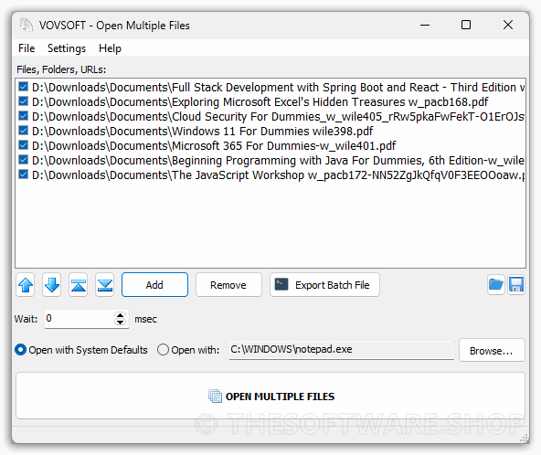 VOVSOFT Open Multiple Files Added List