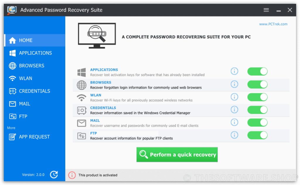 PC Trek Advanced Password Recovery Suite 2 - Home