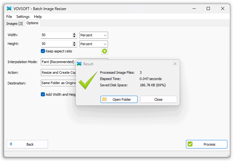 VOVSOFT Batch Image Resizer Result