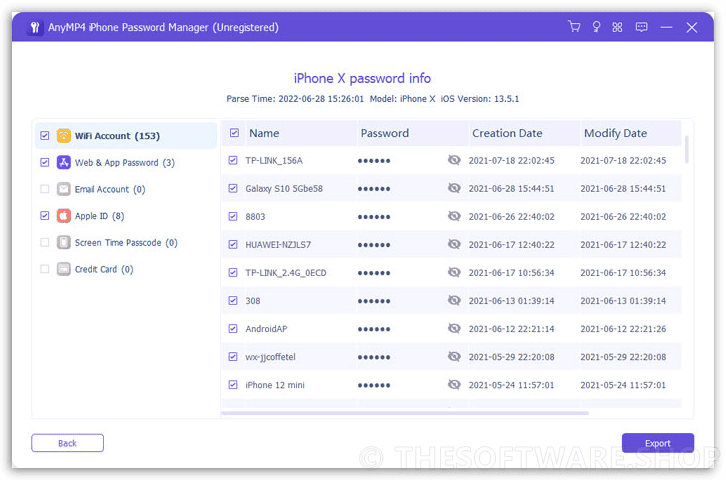 AnyMp4 iphone password manager Screenshot