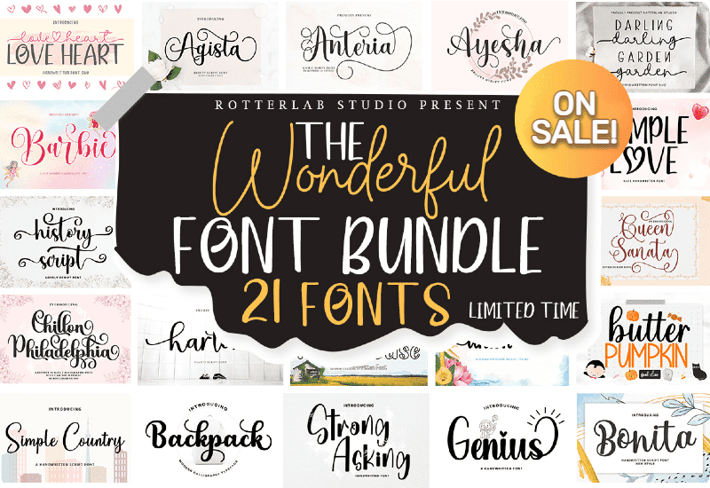 Creative Fabrica The Wonderful Font Bundle Discount Sale