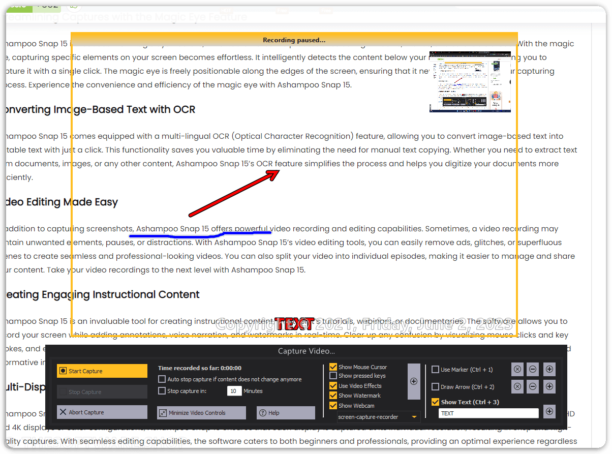 Ashampoo Snap 15 Record Screen with Annotation