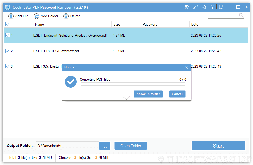 Coolmuster PDF Password Remover - Converting File