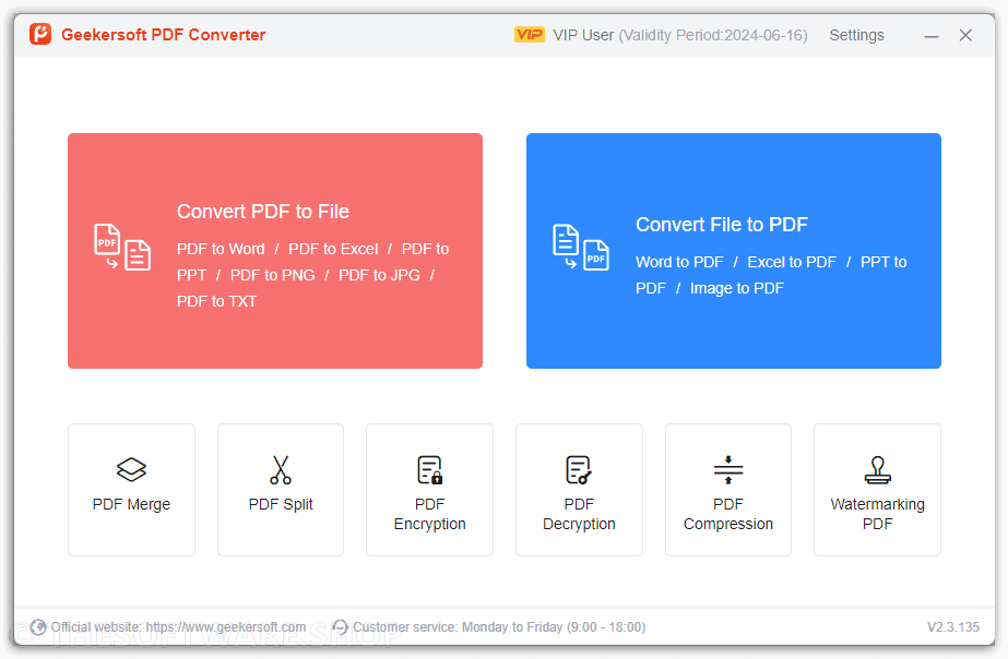 GeekerSoft PDF Converter Main Interface