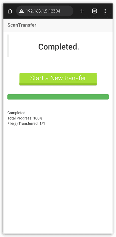 ScanTransfer Pro Completed Transfer