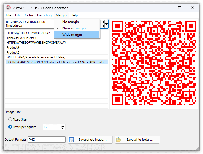 Vovsoft Bulk QR Code Generator Margin