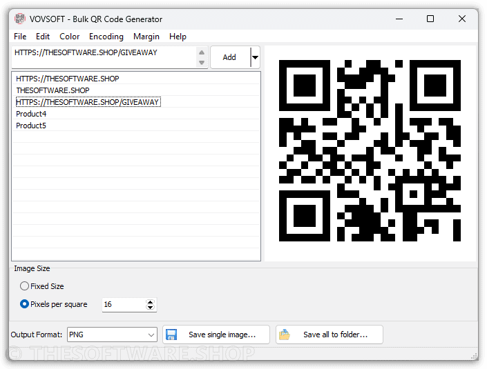 Vovsoft Bulk QR Code Generator Screenshot