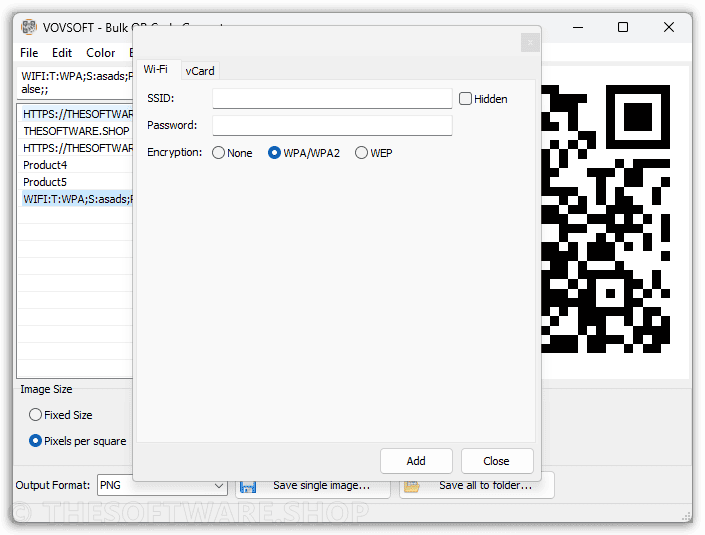 Vovsoft Bulk QR Code Generator - Wifi