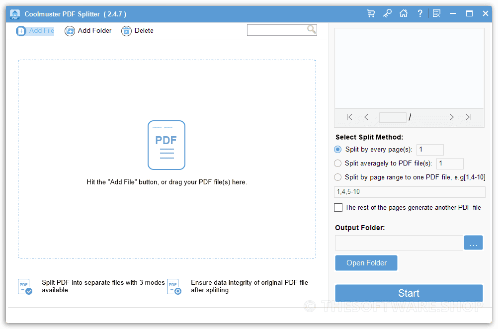 Coolmuster PDF Splitter Screenshot Interface