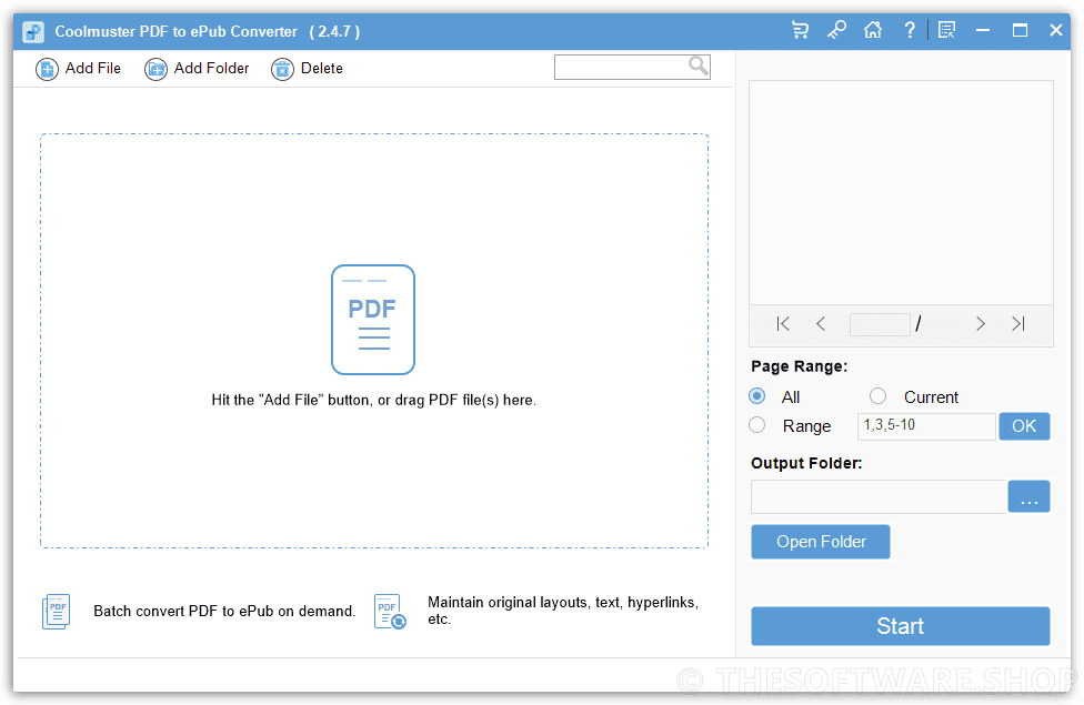 Coolmuster PDF to ePub Converter Interface Screenshot