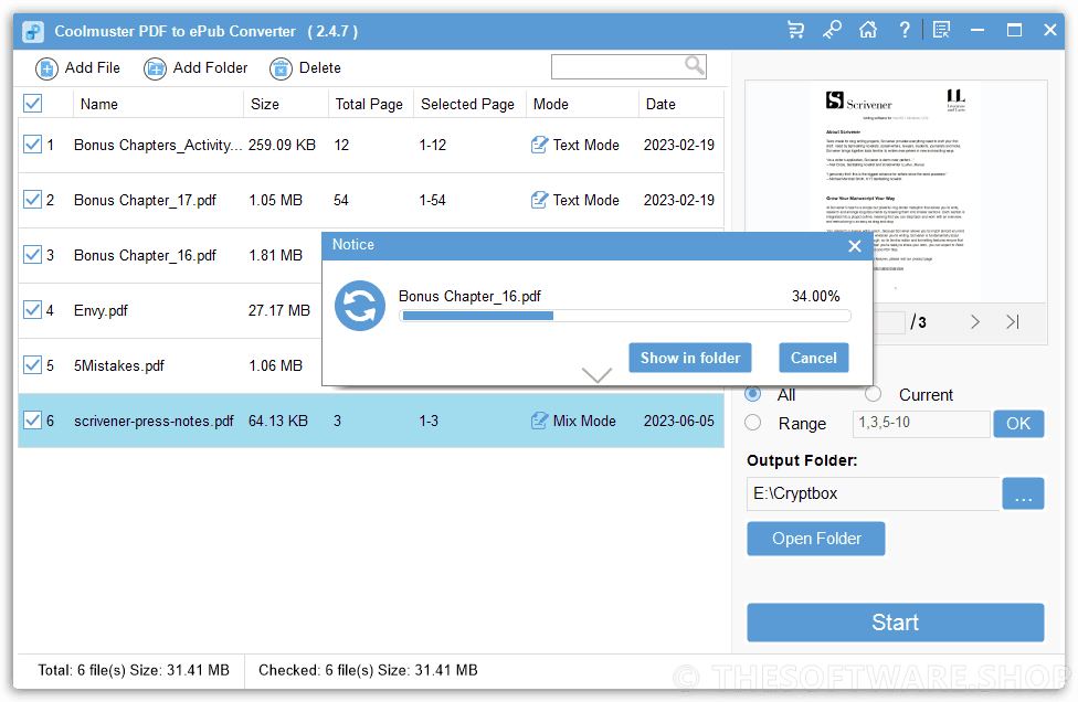 Coolmuster PDF to ePub Converter Processing