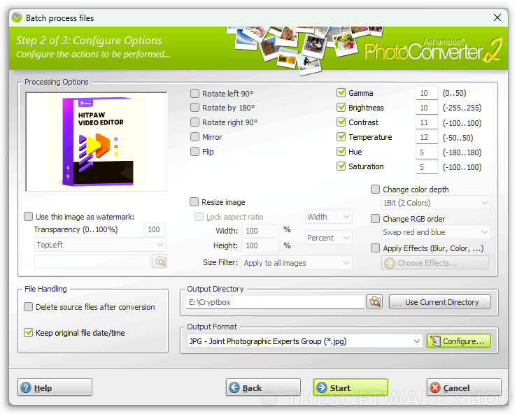 001 Ashampoo Photo Converter 2 Configure Options