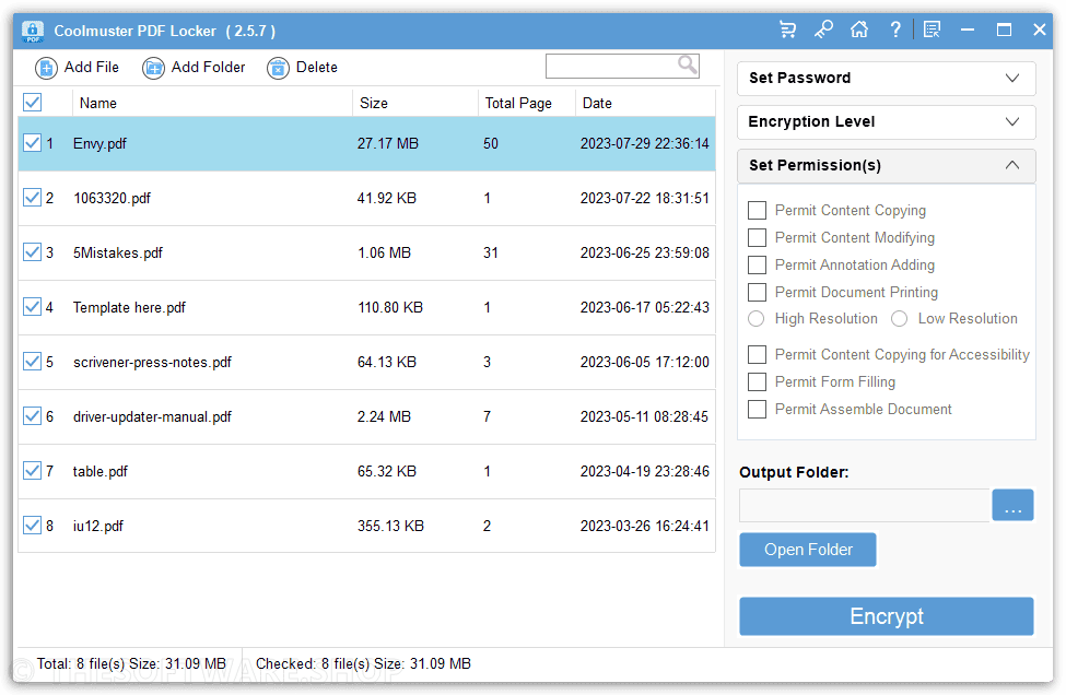 Coolmuster PDF Locker - Set Permissions