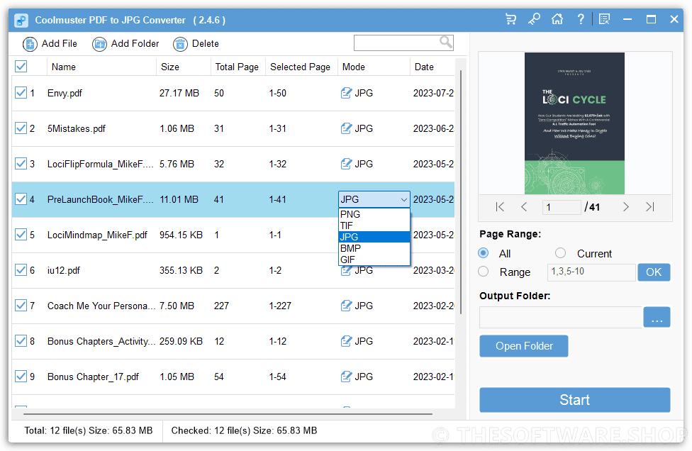 Coolmuster PDF to JPG Converter File Format Mode