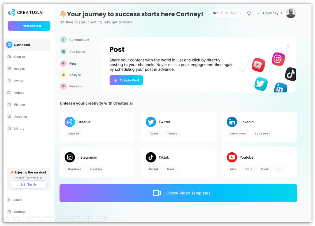 Creatus AI Dashboard Light