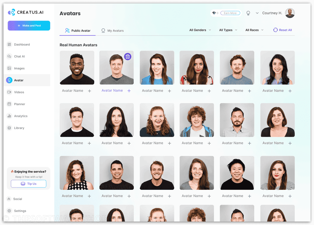 Creatus AI Public avatars