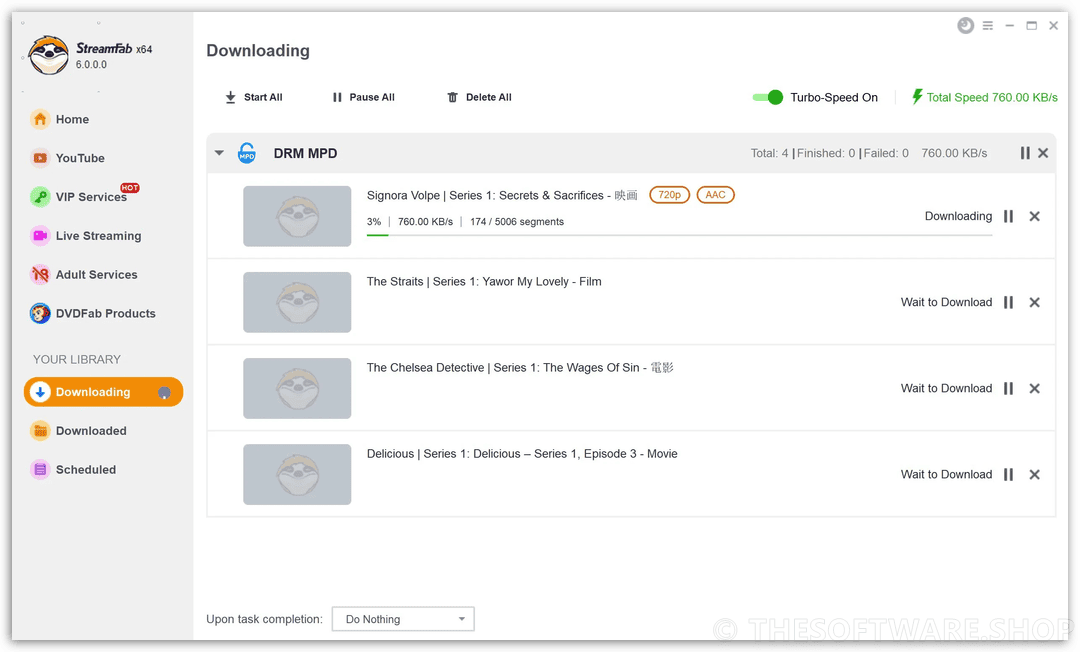 StreamFab DRM MPD Downloader Downloading List