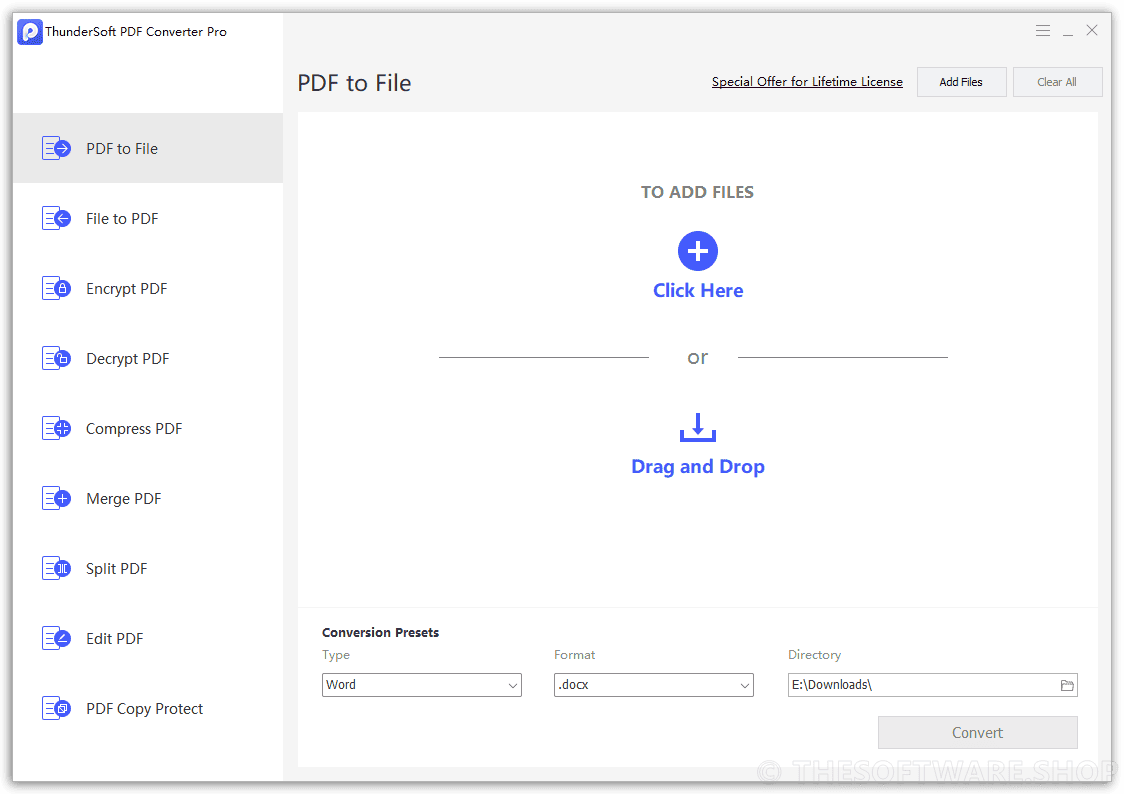 Thundersoft PDF Converter Pro Main Interface