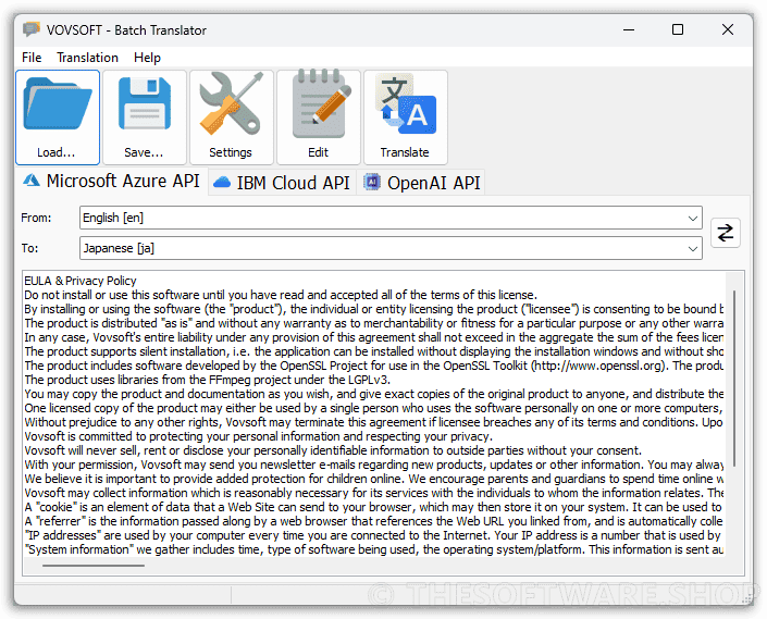 VOVSOFT Batch Translator Load Text