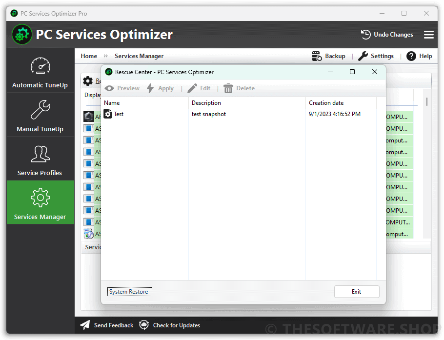 PC Services Optimizer 4 Pro - Rescue Center