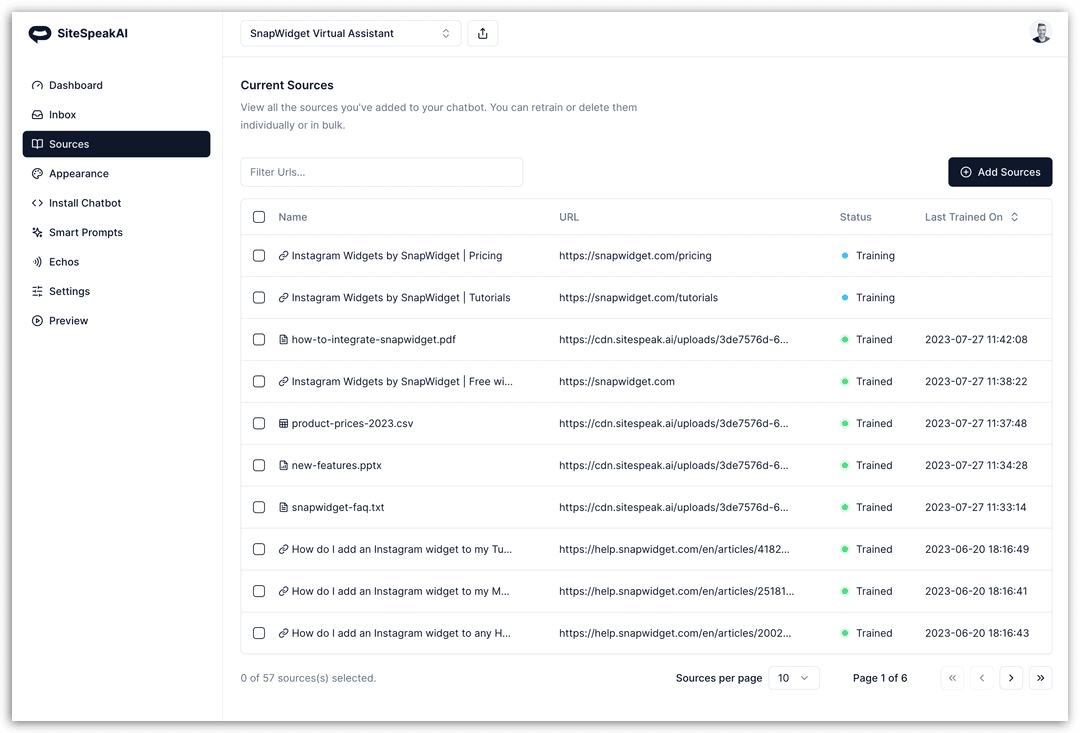 SiteSpeakAI Data Source