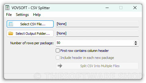 Vovsoft CSV Splitter Interface