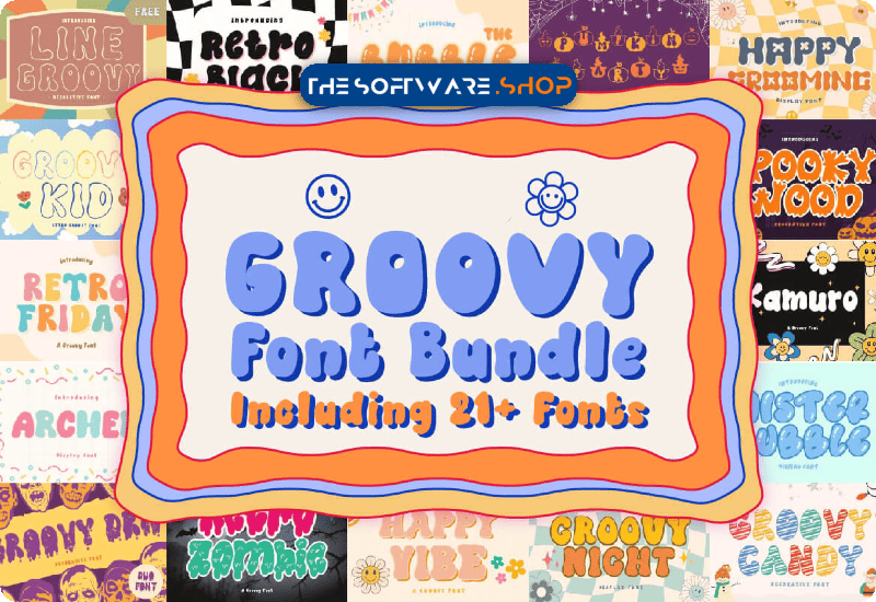 Retro Groovy Font Bundle Review Download Discount Sale