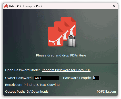 Batch PDF Encryptor PRO - Random Password for Each PDF