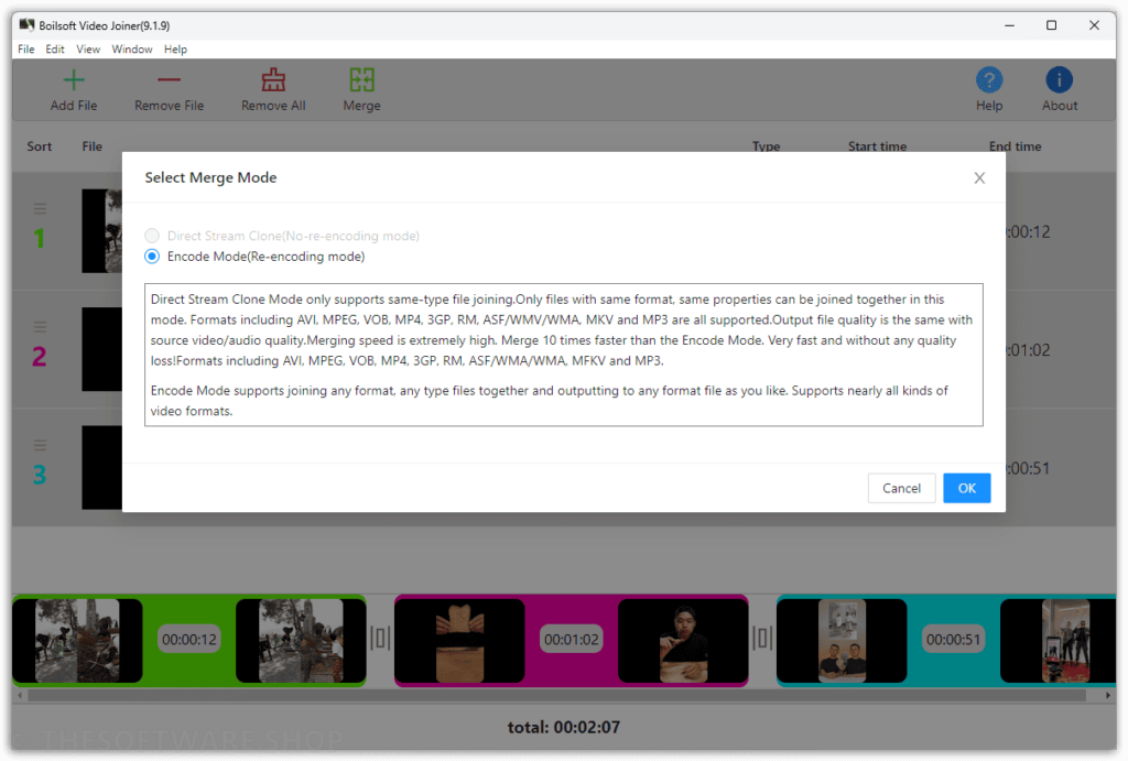 Boilsoft Video Joiner - Merge Mode