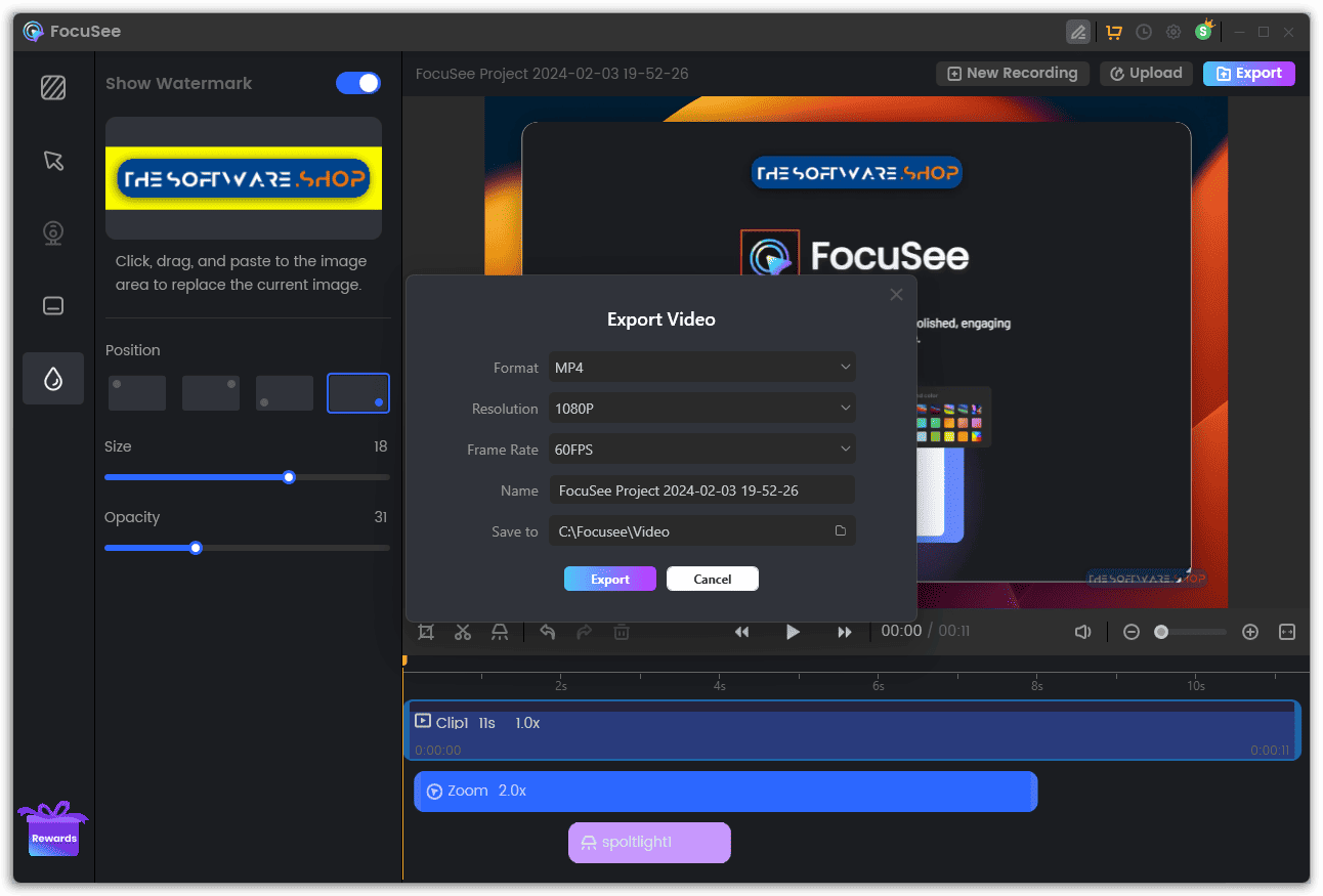 FocuSee Export Video