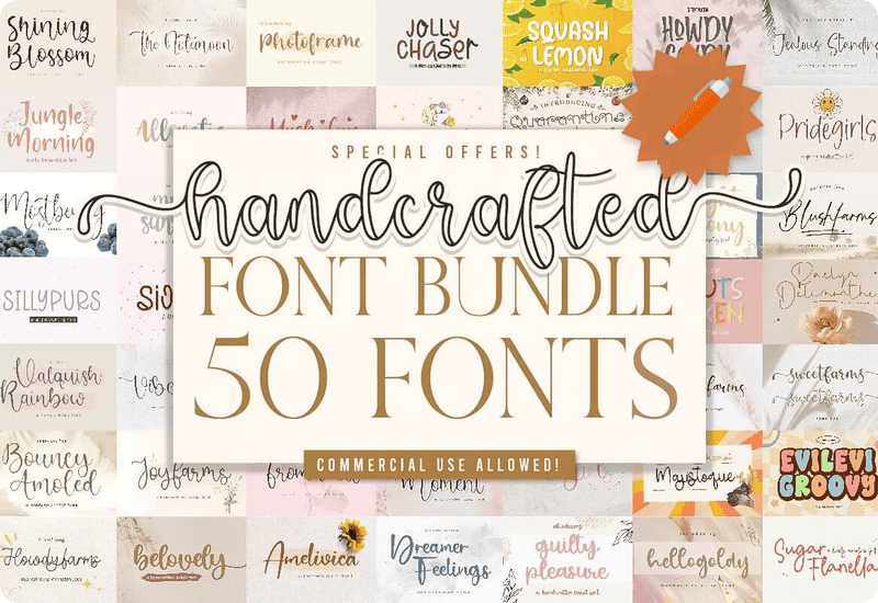 Handcrafted Font Bundle Sale Download