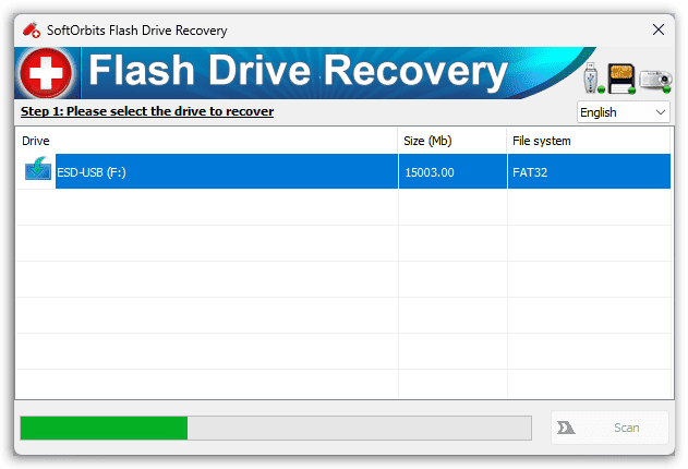 SoftOrbits Flash Drive Recovery - Scanning