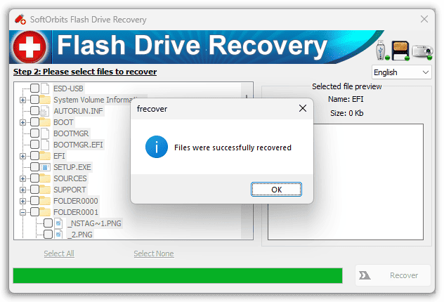SoftOrbits Flash Drive Recovery - Succesfully Recovered