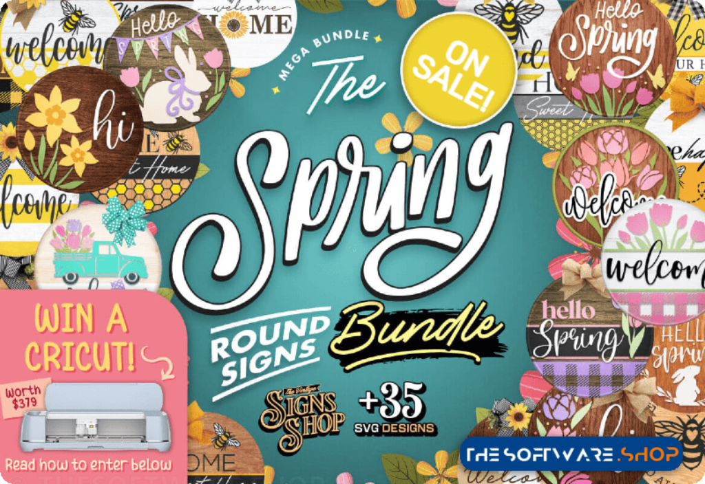 Spring Round Sign Bundle Discount Sale Download