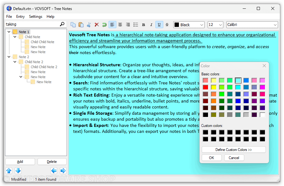 Vovsoft Tree Notes Change Background