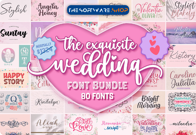 Font Giveaway – The Exquisite Wedding Font Bundle: Free 80 Premium Fonts with Commercial License